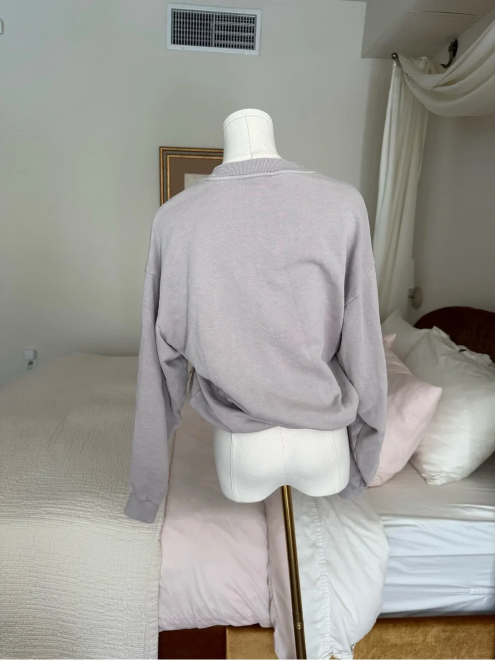 Alo Yoga Washed Accolade Crew Neck Sweatshirt Grey Sky Wash Oversized S